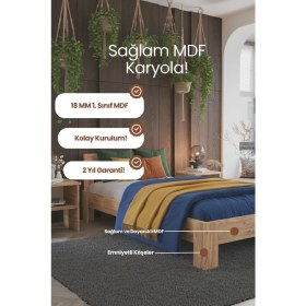 Resim Renazzo Mobilya Letto Tek Kişilik Modern Genç Karyolası - 1. Sınıf Mdf Şık Sarsılmaz ve Kompakt Tasarım Karyola 