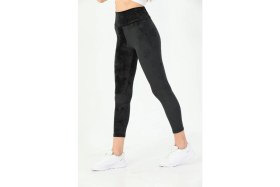 Resim Yüksek Bel Fransız Siyah Kadife Tayt 