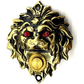 Resim Antika Tarz Dekoratif Pirinç Kapı Zili - 100X78 Mm, Antik, LED Işıklı 