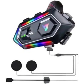 Resim Yeni Nesil Bluetooth 5.3 Motosiklet Intercom Rgb Işıklı 1000m Mesafeli 