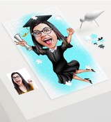 Resim Kişiye Özel Bayan Mezuniyet Karikatür 240 Parça A3 Puzzle - 1 