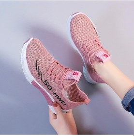 Resim Pembe Yaz Eğlence Nefes Alabilen Uçan Dokuma Örgü Koşu Ayakkabısı Pembe 