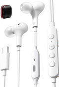 Resim USB C Takılı Kulaklıklar iPhone 15 16 Pro Max için Kablolu Kulaklıklar Mikrofonlu Küçük Kulak Stereo Bas Gürültü Önleyici Çoklu Müzik Ses Efektleri Samsung S24 S23 Google Beyaz için Kablolu Kulaklık 