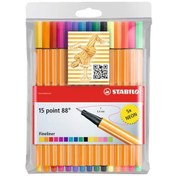 Resim Stabilo Keçe Uçlu İnce Kalem 88 Point 0.4 MM Karışık Renk 10+5 Lİ 8820 