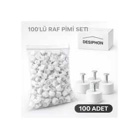 Resim DESIPHON Beyaz Çivili Raf Pimi 100 Adet | Dolap Raf Destek Pimi Dayanıklı ve Kolay Montaj Raf Sabitleyici 