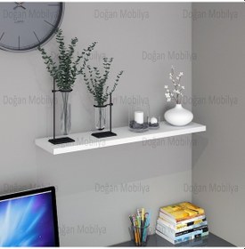Resim Doğanmobilyahirdavat Duvar Rafı Parlak Beyaz Mdflam Uçan Raf 