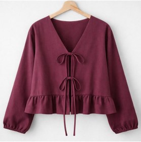 Resim CNG MODA Önü Bağlamalı Fırfırlı Kimono Gömlek 