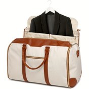Resim Kadınlar için Dönüştürülebilir Crossbody Seyahat Duffel Çantası - Yoga, Spor Salonu, İş Seyahatleri için Tekerlekli Oxford Kumaş Bavul & Çoklu Bölmeler - Kahverengi Vurgularla Bej, Seyahat Bagajı, Çok Yönlü Taşıma Çantası, Pürüzsüz Dokulu Yüzey 