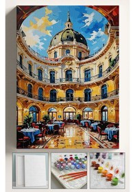 Resim Sayılarla Boyama Seti Numaralı Tuval Fırça Boya Dahil Kasnaklı Set 40x50 Cm - Çiçek Pasajı 