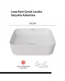 Resim Loop Gen-Z Kare 40 cm Masa Üstü İnce Lavabo Selçuklu Extra Beyaz 