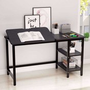 Resim Zizuva Tasarım 140x60x75 CM Raflı Siyah Çizim ve Çalışma Masası 
