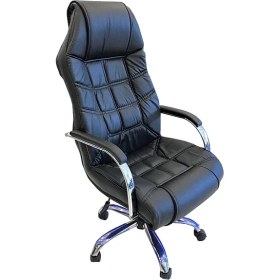 Resim Berlin Shop ATS01 Atlas Krom Yönetici/makam/müdür Koltuğu Deri Siyah 