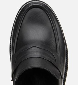 Resim HOTİÇ Kadın Deri Siyah Kalın Tabanlı Klasik Loafer 