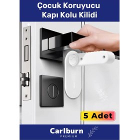 Resim Carlburn Özel Üretim 180 Derece Dönebilen Düğmeli Bebek Çocuk Koruyucu Kapı Kolu Kilidi - 5 Adet 