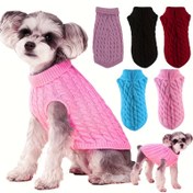 Resim 1 Adet Küçük Köpekler & Kediler İçin Rahat Örgü Kazak - Esnek Polyester-Spandex Karışımı, Kabartmalı Manşetler, Makinede Yıkanabilir, Sonbahar Kış İlkbahar Sıcaklığı, Çoklu Renkler (Pembe, Siyah, Kırmızı, Mavi, Beyaz) 