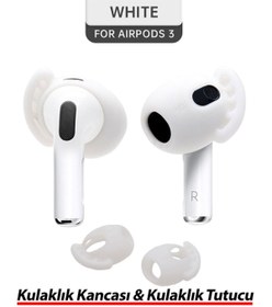 Resim Esf Beyaz Bluetooth Kulaklık Kılıfı Apple Airpods 3 Kulaklık Tutucu Kulaklık Kancası 