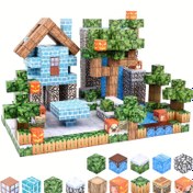 Resim YAYENA 100 adet Manyetik Yapı Blokları - Çocuklar için Renkli Bağlayıcı Küpler, Noel ve Cadılar Bayramı Hediyeleri için Yaratıcı Manyetik Oyuncak Seti, Hayvan, Bitki ve Peyzaj Temalı Mimarlık Öğrenme Oyuncakları, Manyetik Oyuncak 