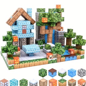 Resim YAYENA 100 adet Manyetik Yapı Blokları - Çocuklar için Renkli Bağlayıcı Küpler, Noel ve Cadılar Bayramı Hediyeleri için Yaratıcı Manyetik Oyuncak Seti, Hayvan, Bitki ve Peyzaj Temalı Mimarlık Öğrenme Oyuncakları, Manyetik Oyuncak 