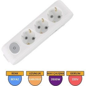 Resim Viko 90117300 Multi-Let Anahtarlı Topraklı Çocuk Korumalı Klemensli Grup Priz 3'lü Beyaz 