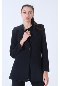 Resim Feminist Lacivert Zebra Astar Detaylı Krep Blazer Ceket 01051201.02 Lacivert 