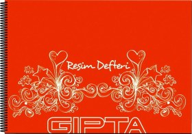 Resim Spiralli Resim Defteri 17x24 25 Yaprak Plastik Kapak Kırmızı 2076 