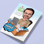 Resim Masa Başı İş Yapan Erkek Karikatürlü Tebrik Kartı 