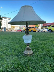 Resim Beyaz Porselen Gövde Antika Abajur 80 CM 