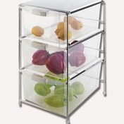Resim Tekno-tel 3 Katlı Plastik 32x43x64 cm Çekmeceli Sebzelik Şeffaf 