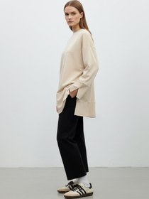 Resim Loreen Kadın Bisiklet Yaka Düşük Omuz Örme Tunik -20735TUN - DARK BEIGE 