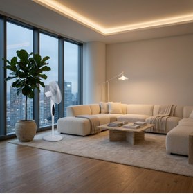 Resim DLC GROUP DLC AYAKLI ZAMAN AYARLI UZAKTAN KUMANDALI VANTİLATÖR 50 WATT BEYAZ 