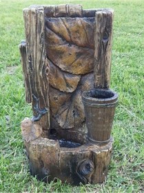 Resim Ledli Yaprak Motifli Dekoratif Şelale 38x24x18cm DW72123 - Masaüstü Şelale 