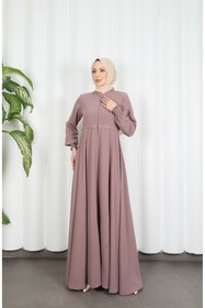 Resim HNT Hayrunnisa Tesettür Beli Dantelli Mevlana Ferace Pudra HNT7011 