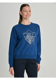 Resim Fenerium Kadın Trıbun Metalik Baskılı Sweat Mavı 