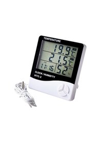 Resim Yaozixa Ev Ve Dış Mekan Sıcaklık-nem Ölçer, Büyük Ekranlı Dijital Saatli Alarm, Dış Sensörlü Htc-2 Termometre Pil Dahil Değil 