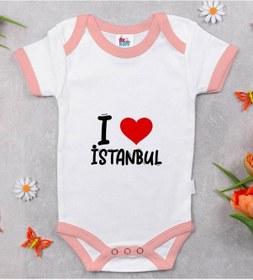 Resim Bk Kids I Love Şehir Serisi Pembe Bebek Body Zıbın - Model 1 Beyaz - Pembe 