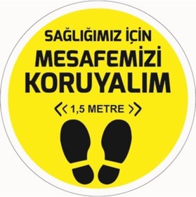 Resim Genel Markalar Korana Virüs Sosyal Mesafe Yer Yapışkanı-(3 Adet) 
