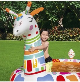 Resim Trendooze Zürafa Temalı. Su Püskürten Havuz Bestway 53089. Kx Çok Renkli 