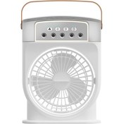 Resim Küçük Klima Mini Gece Lambası Elektrikli Fan Beyaz, Şarj Edilebilir Tip 