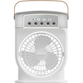 Resim Küçük Klima Mini Gece Lambası Elektrikli Fan Beyaz, Şarj Edilebilir Tip 