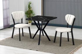 Resim ELİS MUTFAK MASA TAKIMI, 2 SANDALYE, SİYAH, 70X70 CM, KREM 