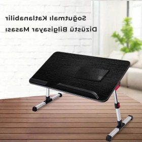 Resim Die Grup Çok Fonksiyonlu Ayarlanabilir Notebook Soğutuculu Çalışma Masası, Siyah 