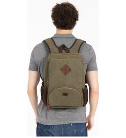 Resim Necati Çanta Unisex 14 İnç Laptop Bölmeli Su Geçirmez Kanvas Sırt Çantası Yeşil 