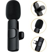 Resim CoverZone Type-C Lightning USB C Girişli Kablosuz Iphone Ile Uyumlu Cep Telefonları Için Vlog Yaka Mikrofonu 