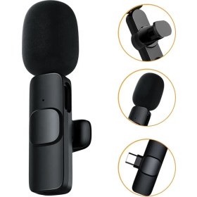 Resim CoverZone Type-C Lightning USB C Girişli Kablosuz Iphone Ile Uyumlu Cep Telefonları Için Vlog Yaka Mikrofonu 