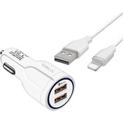 Resim GERLAX Qualcomm 3.0 30w 5.4 Amper Çift Usb Girişli Iphone Kablolu Araç Şarj Cihazı Çakmaklık 