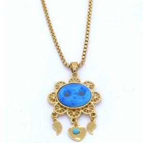 Resim FerizZ Altın Kaplama Süryani Nazar Boncuğu Kadın Kolye KLY-468 