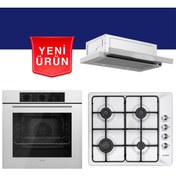 Resim Ferre Beyaz Ankastre Set Uyumlu ( QBL62CB + 3140 WE60 31 221 NG + D037 Aspiratör ) 