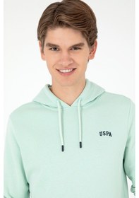 Resim U.S. Polo Assn. Erkek Kapüşonlu Su Yeşili Basic Şardonlu Sweatshirt 50295176-VR048 