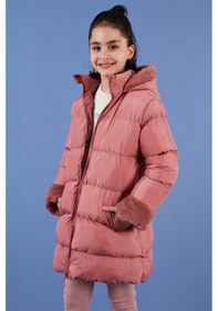 Resim Lela Içi Yumuşak Astarlı Kapüşonlu Şişme Kız Çocuk Mont 5761981 Gül Kurusu 