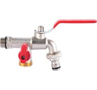 Resim Youmex 20mm Bakır Su Arıtma Bahçe Musluğu - Bölünebilir Kalın Gövde, Kırmızı Valf, Tek Açık Çıkış 